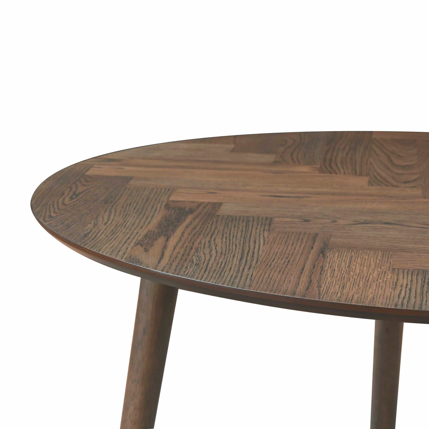 Aggi - Table ronde Ø120 cm en chêne fumé avec motif en chevrons