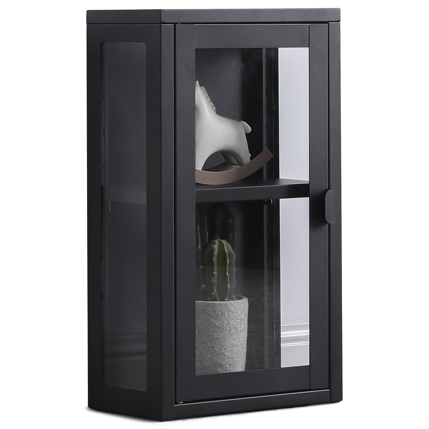 Herman - Vitrine murale avec 1 porte en verre - Métal noir 32,5 x 18 x 57 cm