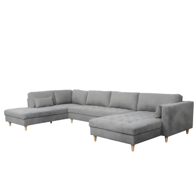 Brandy - Canapé d'angle droit gris avec méridienne L:366 x P:211 x H:80 cm