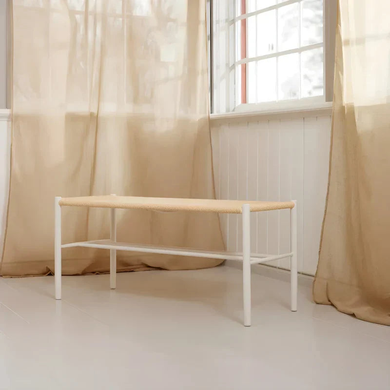 Bella - Banc blanc avec assise en rotin