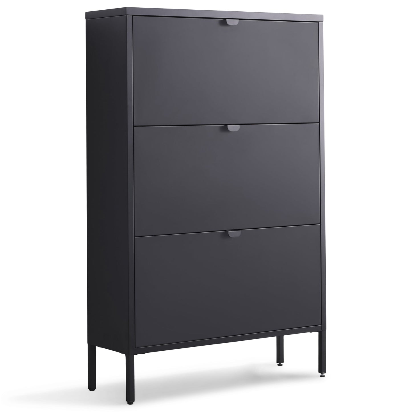 Herman - Meuble à chaussures en métal noir avec 3 compartiments 80 x 26 x 125 cm