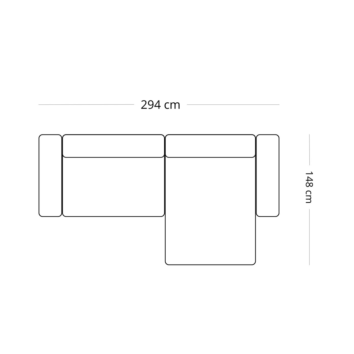 Hailey - Canapé d'angle droit beige avec 2 modules L: 294 x P: 148 x H: 65 cm