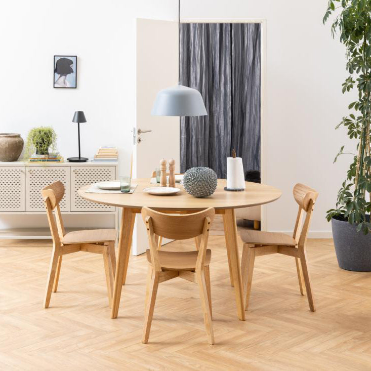 Rickie - Table de salle à manger ronde en placage de chêne laqué Ø140 cm