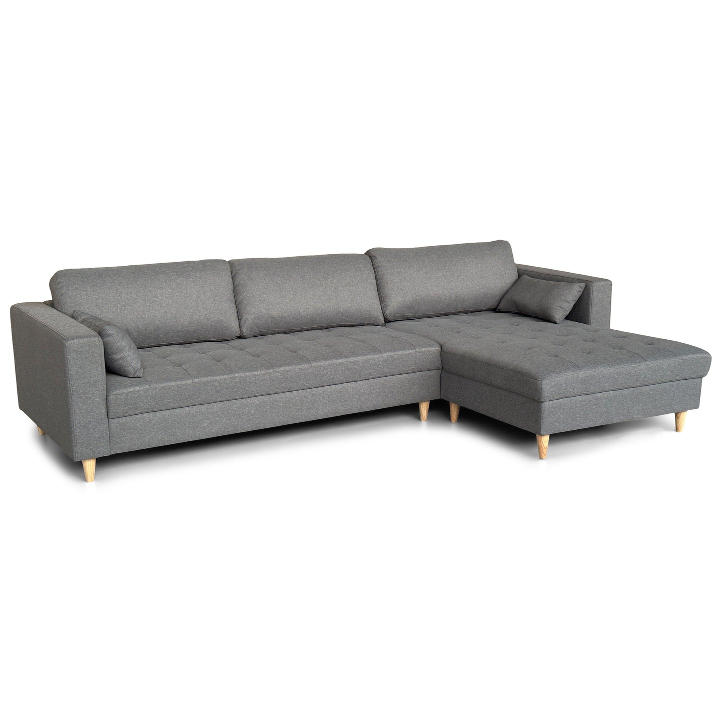 Brandy - Canapé d'angle réversible convertible gris L:290 x P:96 x H:80 cm