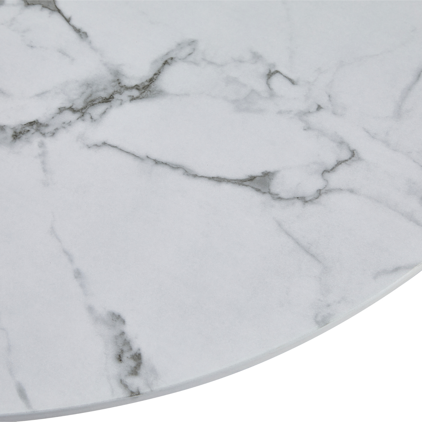 Lazio - Table ronde imitation marbre blanc avec pieds en laiton/doré Ø110 cm