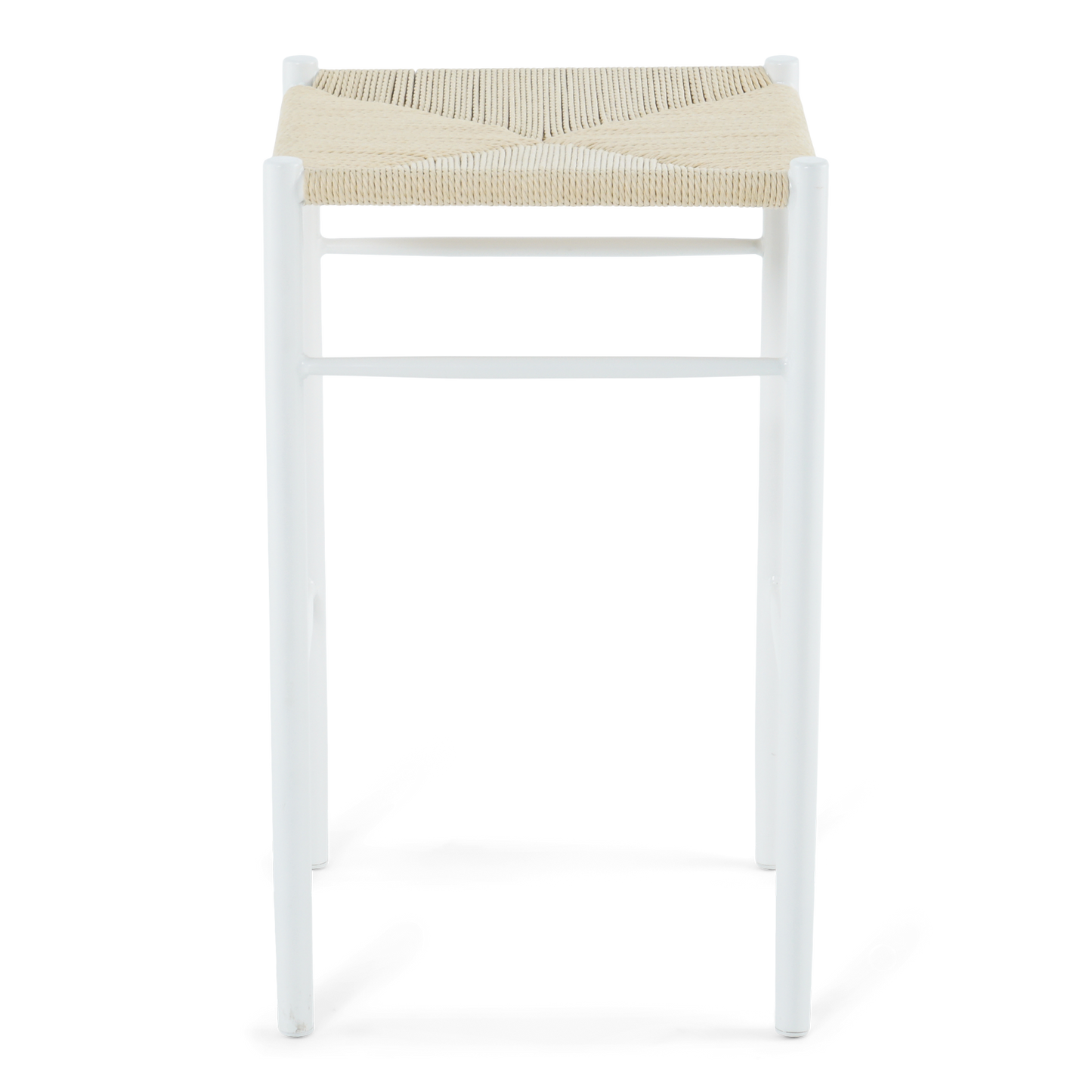 Bella - Tabouret de bar blanc avec assise en rotin 65 cm