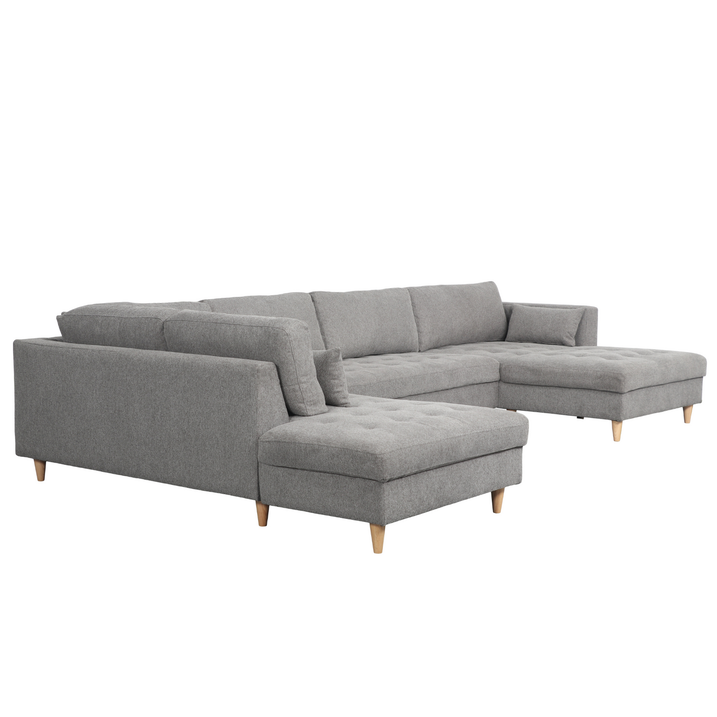Brandy - Canapé d'angle droit gris avec méridienne L:366 x P:211 x H:80 cm