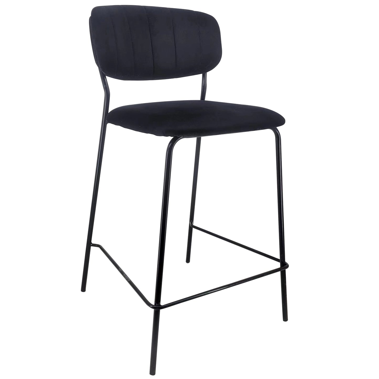 Lucia - Tabouret de bar avec dossier en velours noir 65 cm