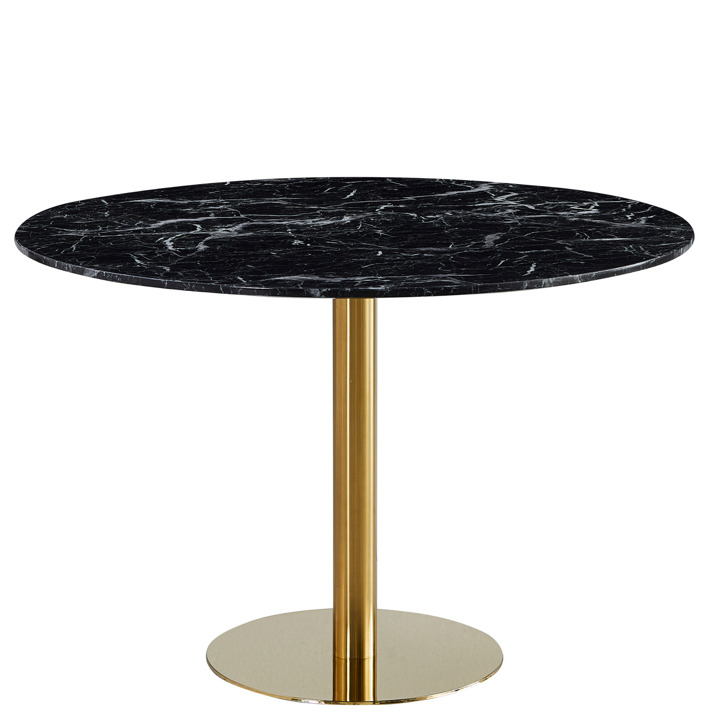 Lazio - Table ronde aspect marbre noir avec pieds en laiton/doré Ø110 cm