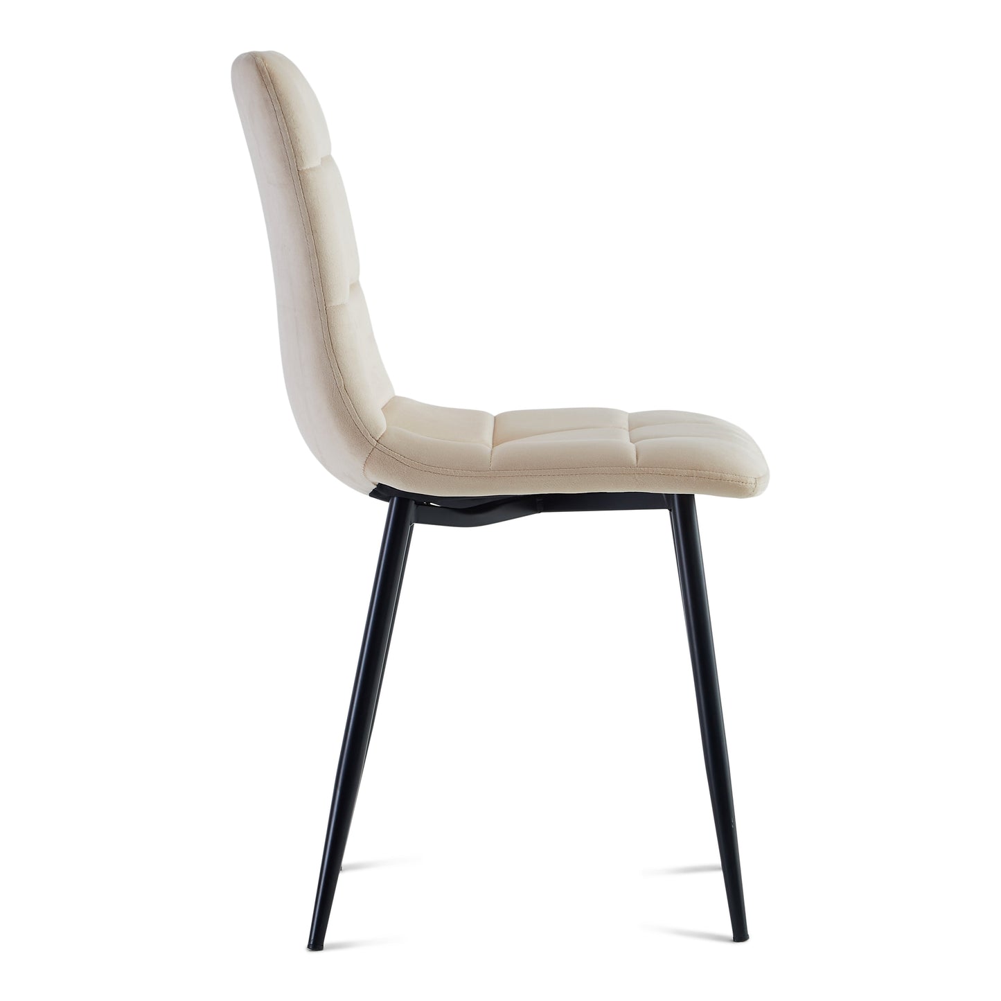 Jessi Chaise de salle à manger - velours beige avec pieds en métal noir