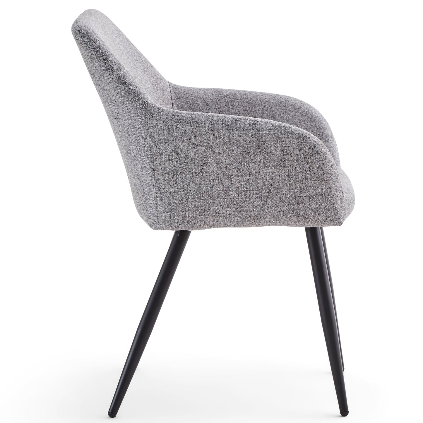 Jenna - Chaise de salle à manger en tissu gris avec pieds noirs