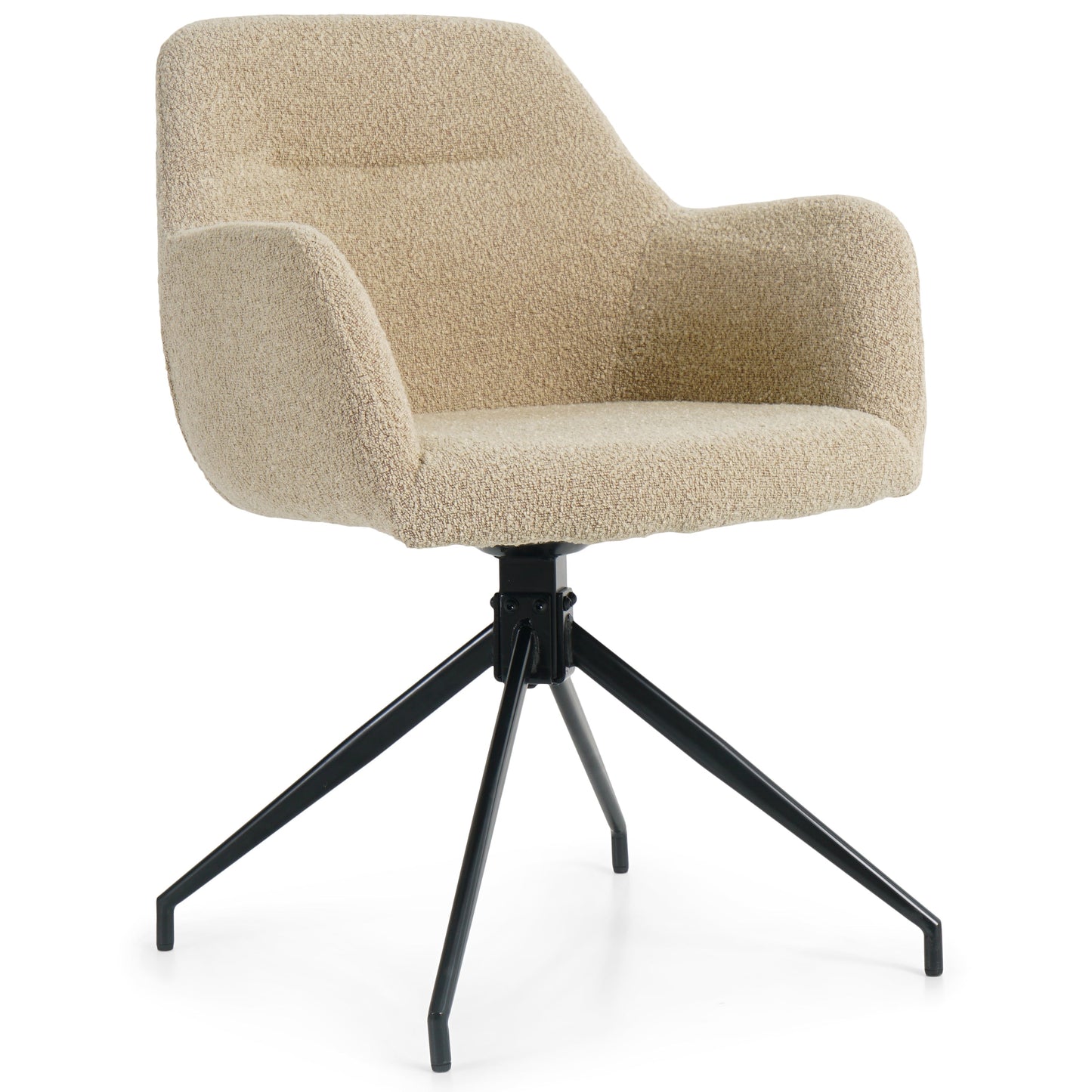 Amanda - Chaise de salle à manger en bouclé beige avec fonction pivotante à 360 degrés