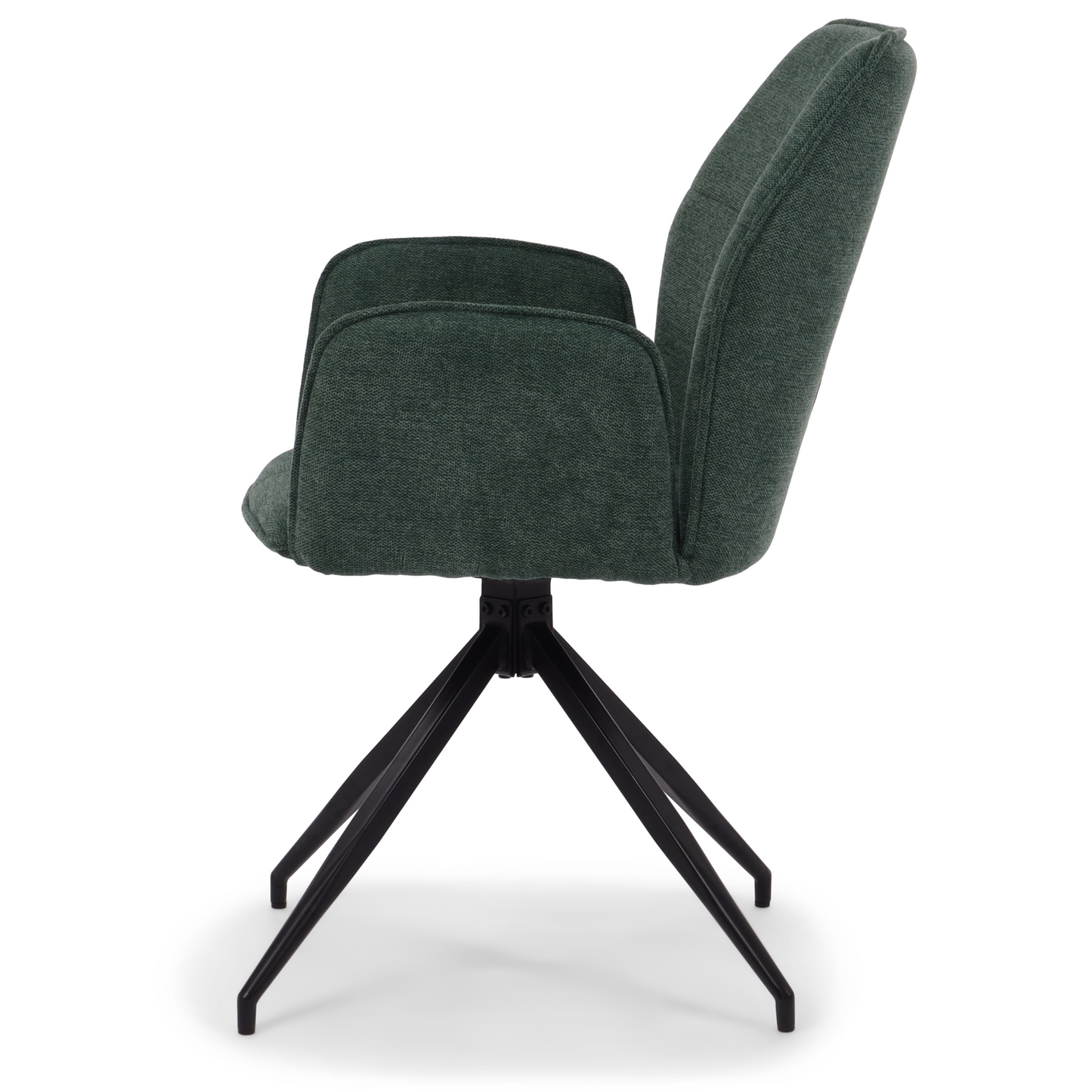 Carina - Chaise de salle à manger en tissu vert avec fonction pivotante à 360 degrés
