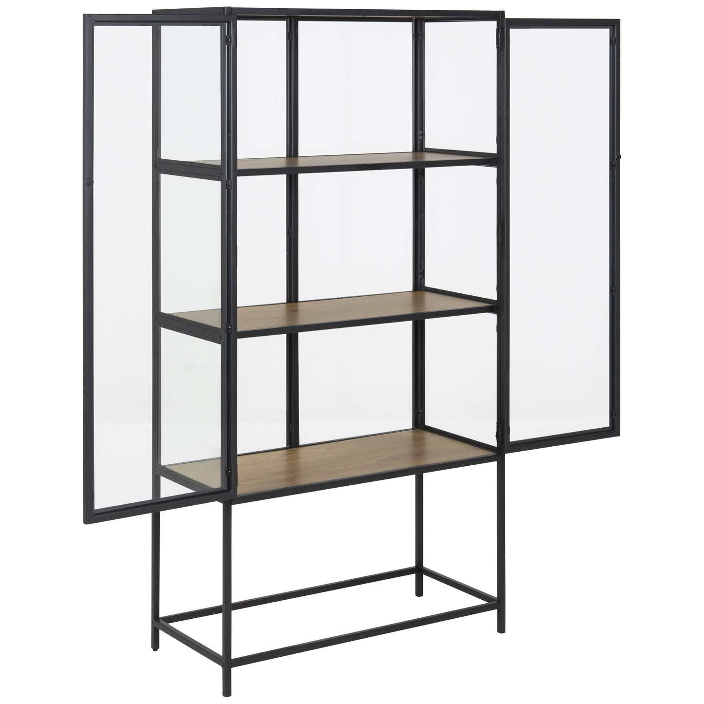 Seaford - Vitrine en verre - Acier noir 77 x 35 x 150 cm