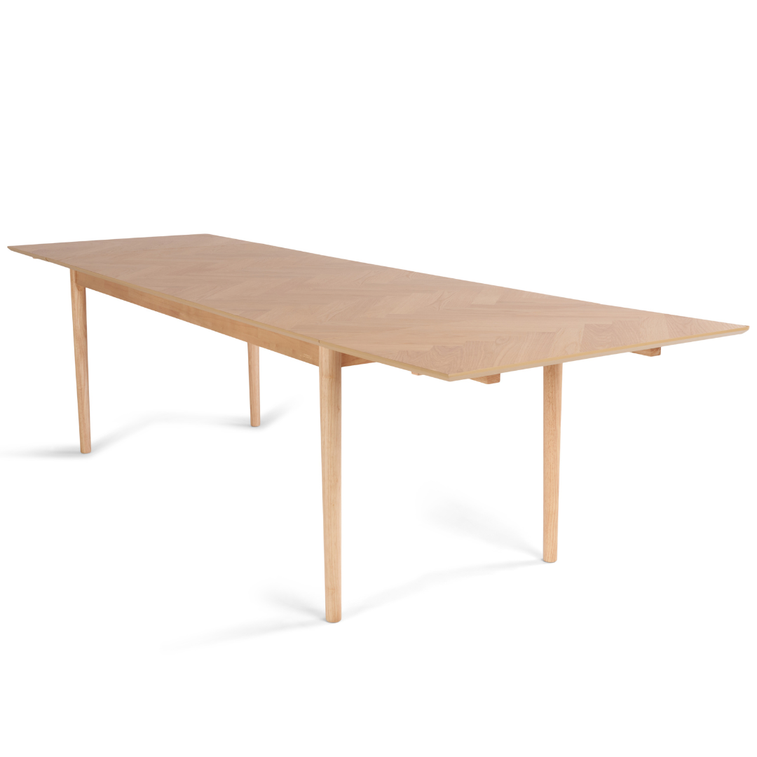 Megan - Table à manger en placage de chêne 200/300 x 90 cm (inclut 2 rallonges)