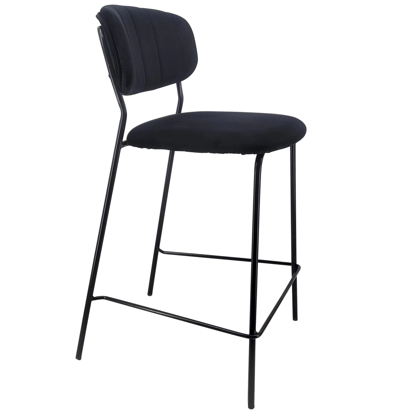 Lucia - Tabouret de bar avec dossier en velours noir 65 cm