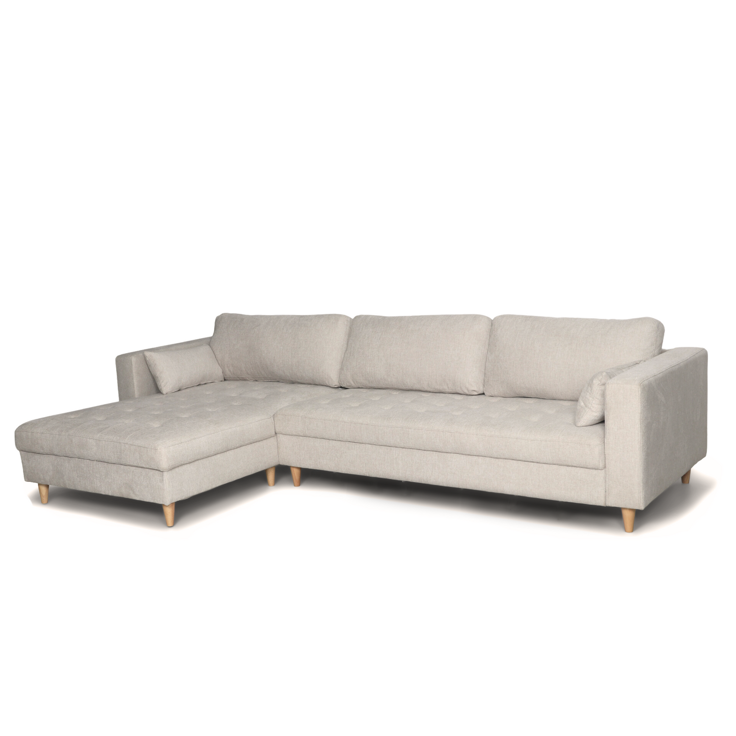 Canapé - Chaise longue réversible beige droite et gauche L:290 x P:96 x H:80 cm