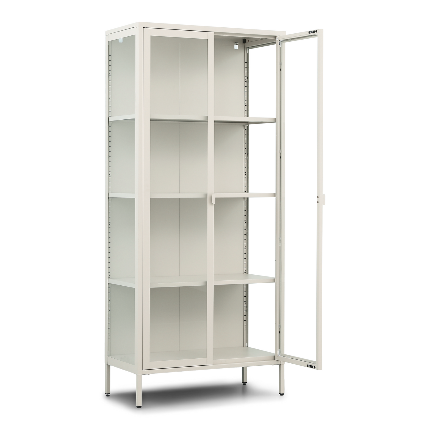 Herman - Vitrine en métal beige/verre 80 x 40 x 180 cm