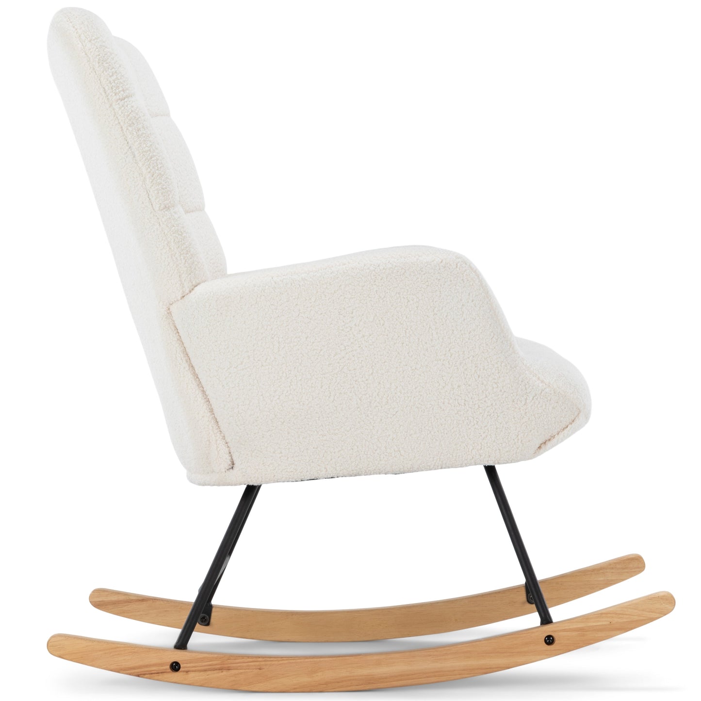 Alfred - Fauteuil à bascule avec accoudoirs - Peluche blanche