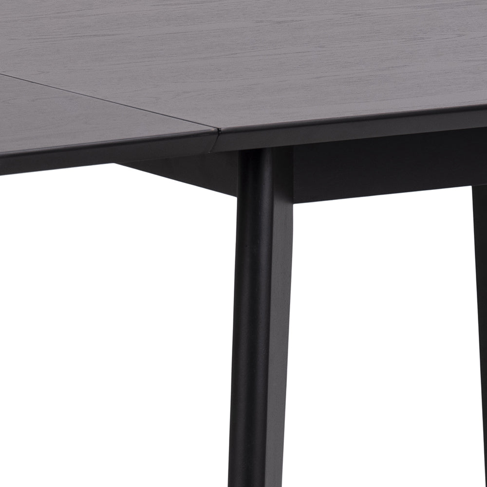 Rickie - Table à manger extensible en bois de chêne laqué noir 80/120 x 80 cm