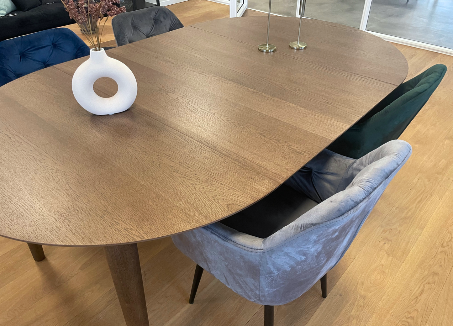 Liam - Table de salle à manger en chêne fumé avec rallonge 120/160/200 cm - Comprend 2 rallonges