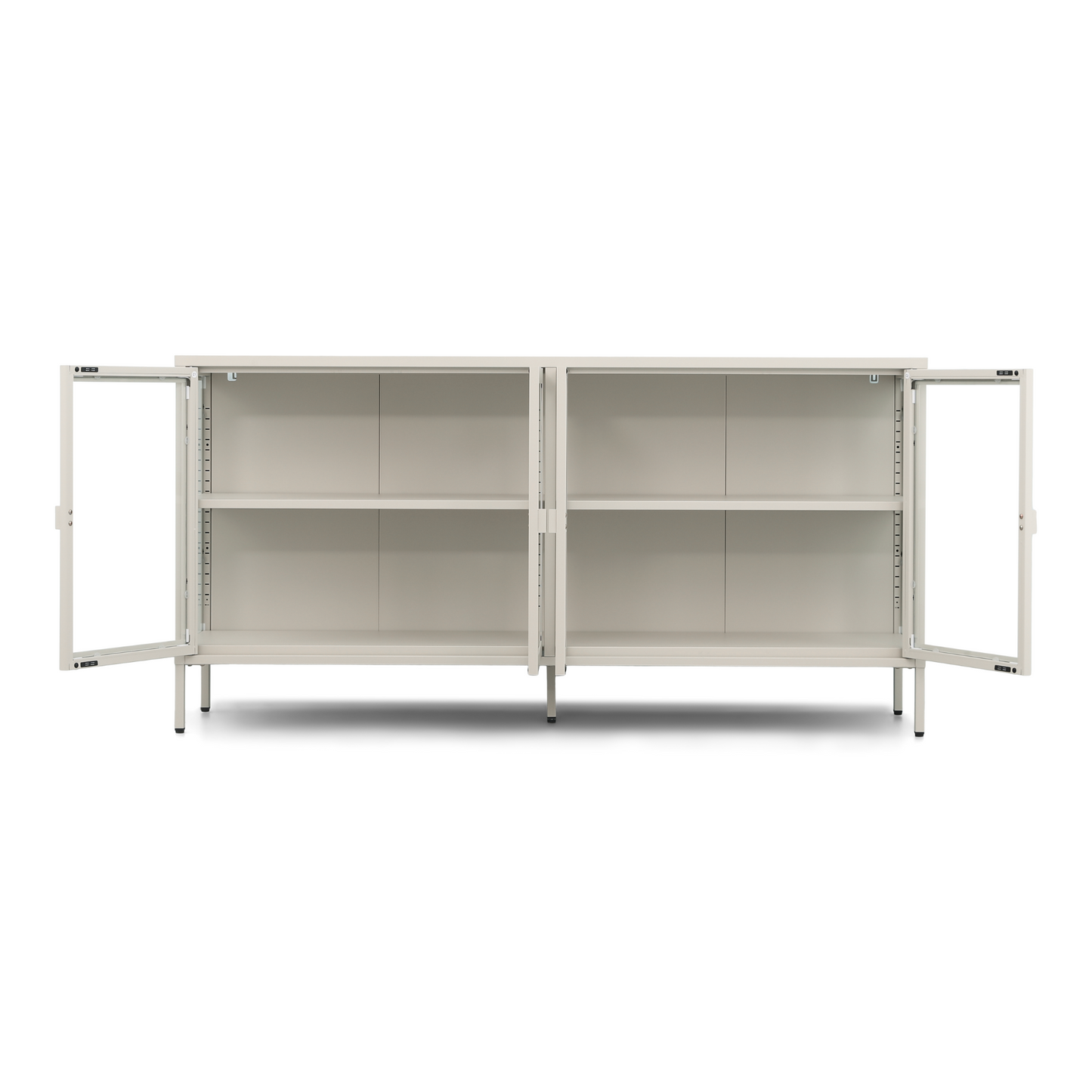 Herman - Vitrine en métal beige/verre 170 x 40 x 85 cm