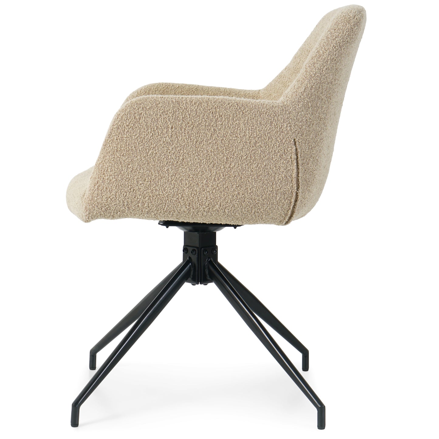 Amanda - Chaise de salle à manger en bouclé beige avec fonction pivotante à 360 degrés