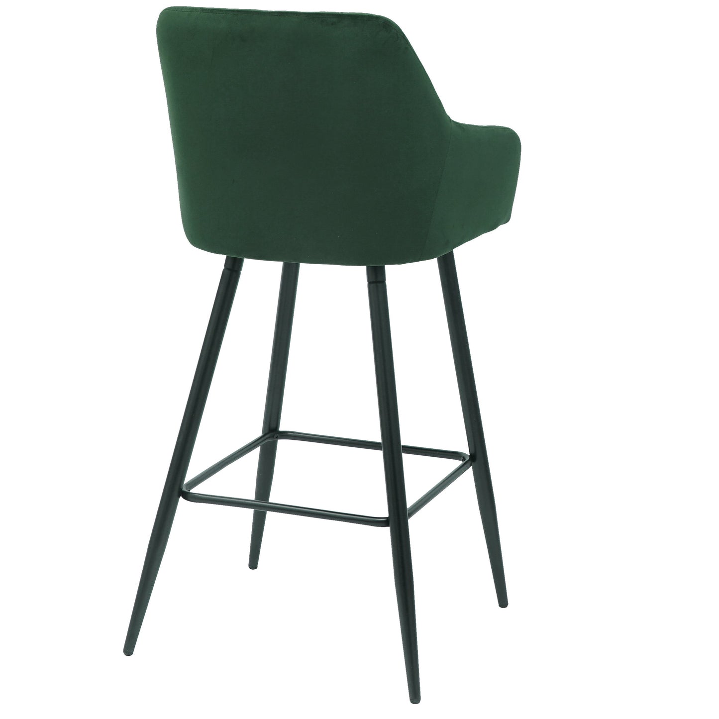 Carlo - tabouret de bar velours vert avec accoudoirs 65 cm