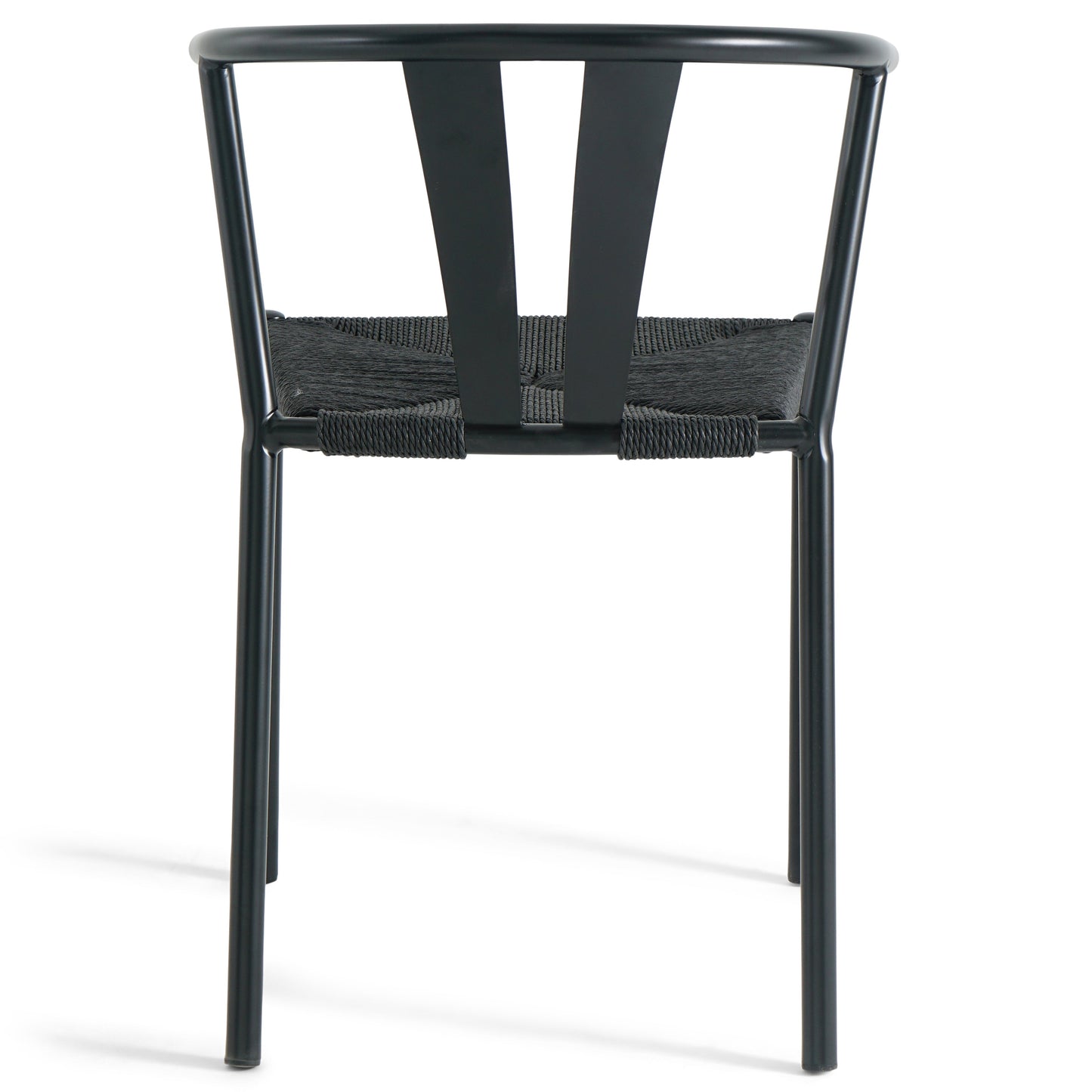 Shila - Chaise de salle à manger noire avec tressage noir