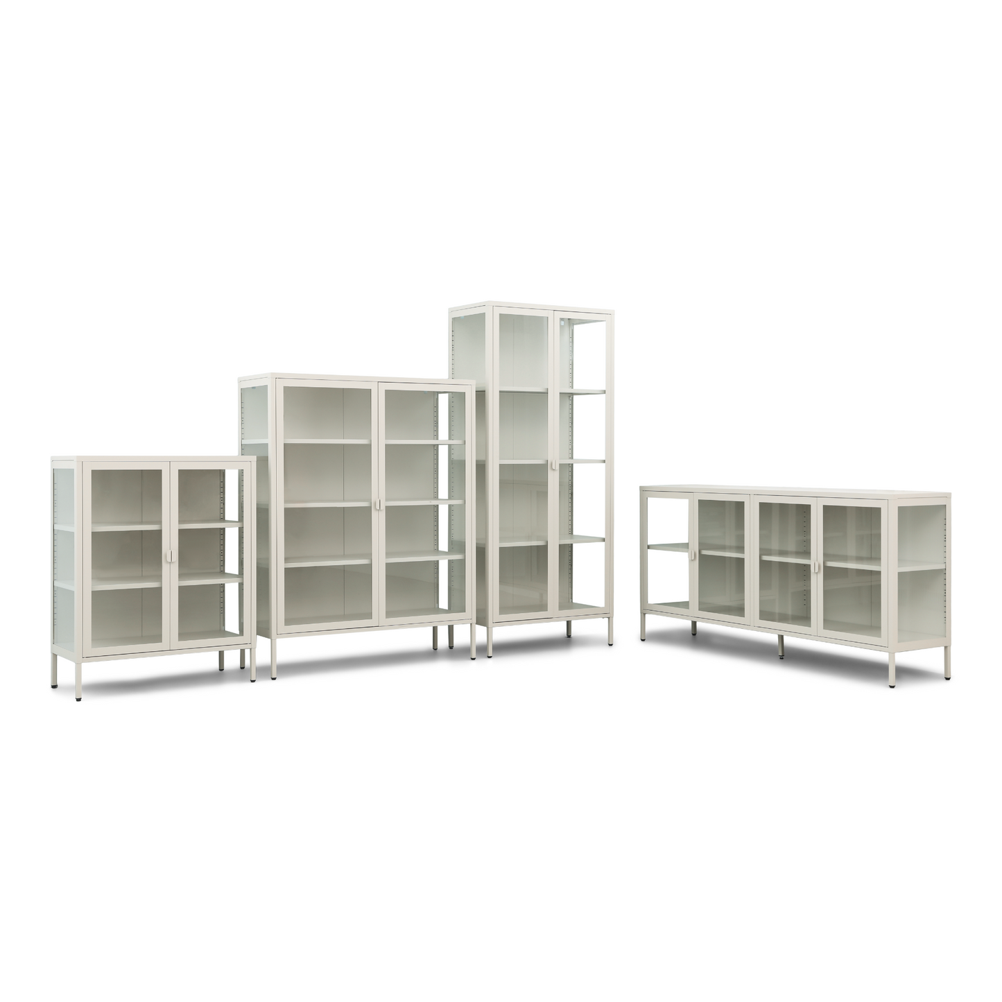 Herman - Vitrine en métal beige/verre 80 x 40 x 180 cm
