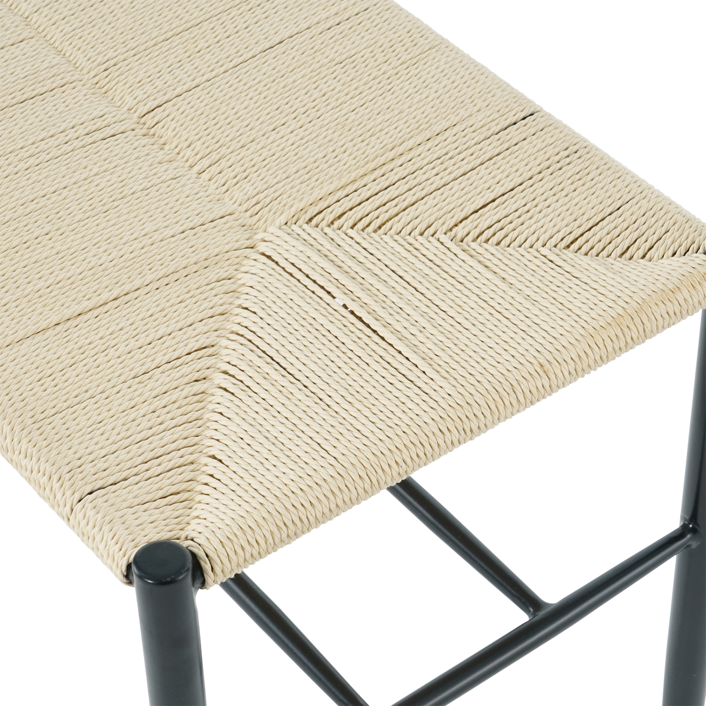 Bella - Banc noir avec assise tressée