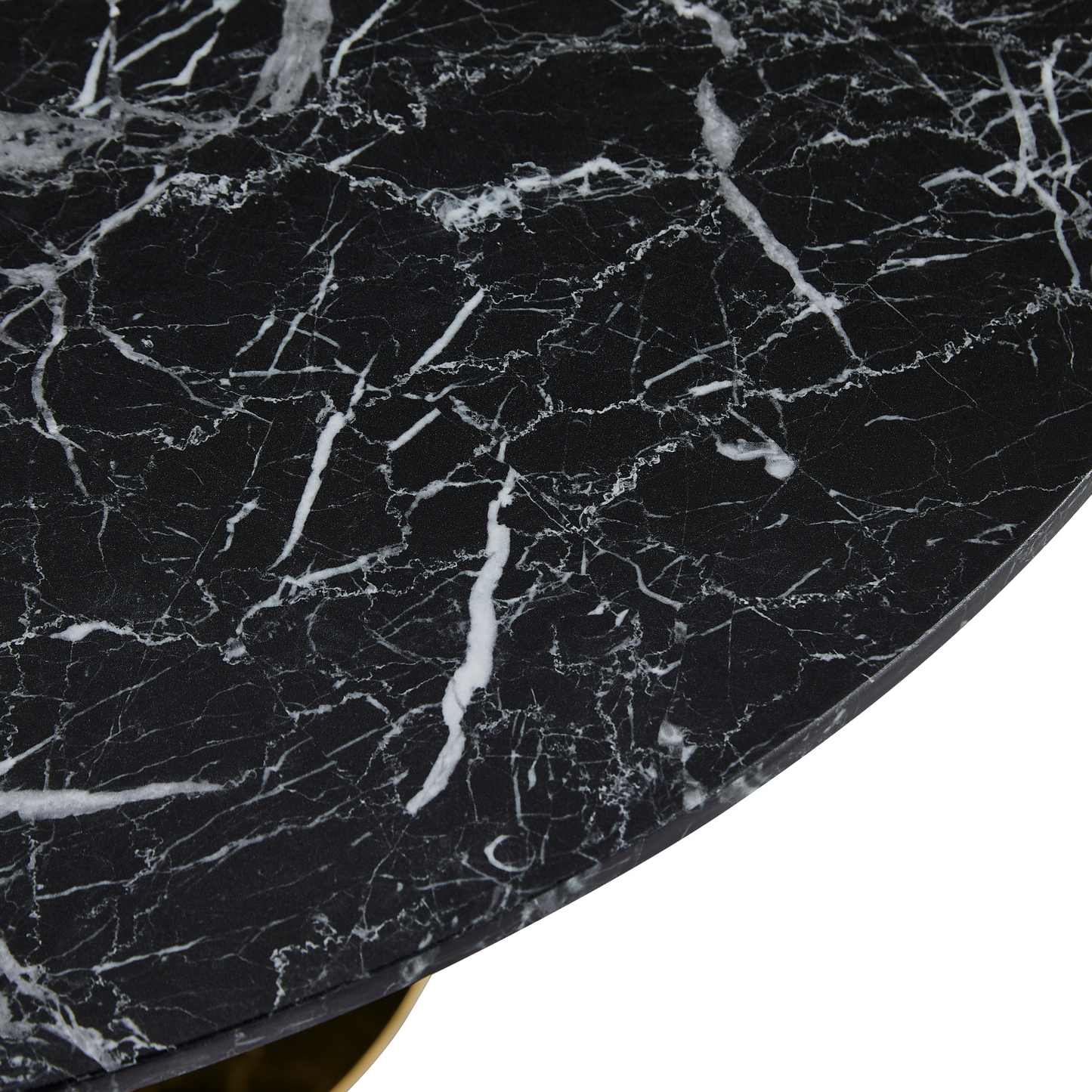 Lazio - Table ronde aspect marbre noir avec pieds en laiton/doré Ø110 cm