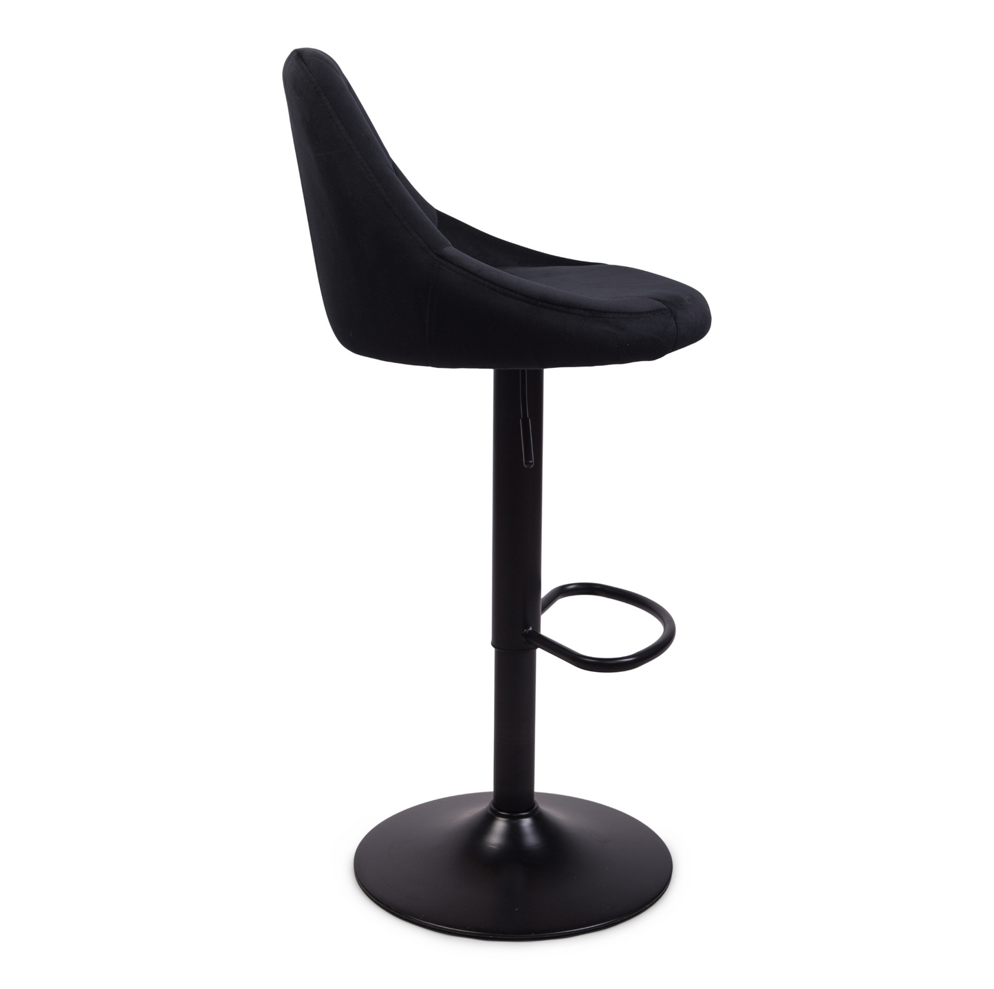 Cassie - Tabouret de bar noir réglable en velours avec fonction pivotante à 360 degrés