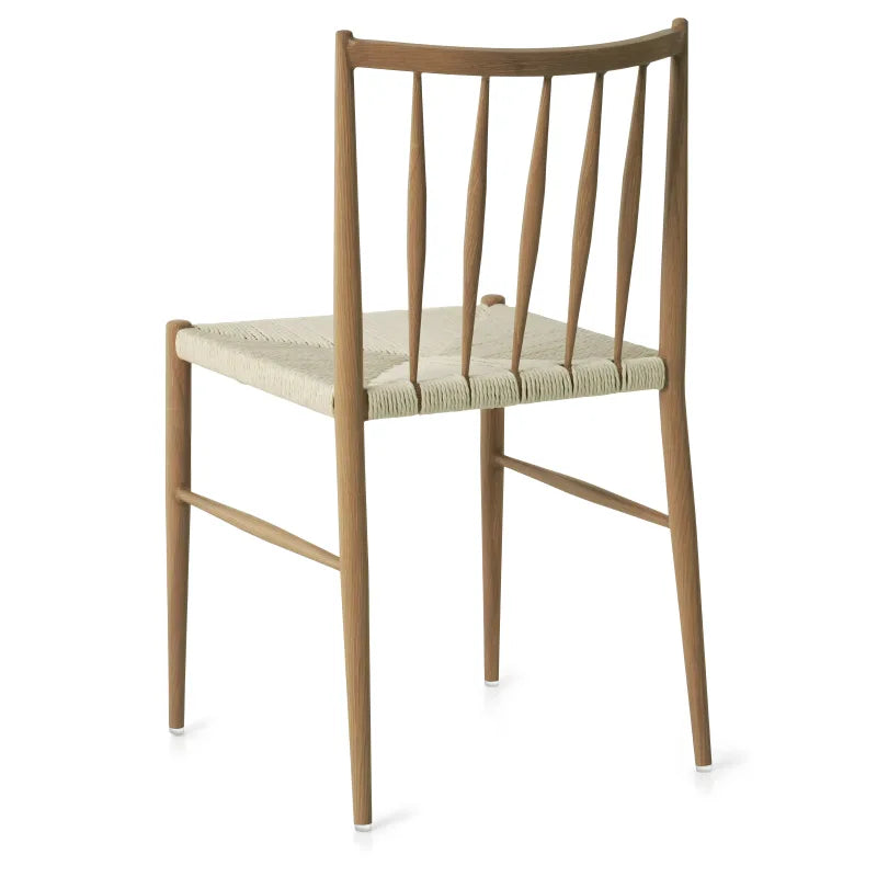Elena - Chaise de salle à manger design en bois de noyer avec assise tressée
