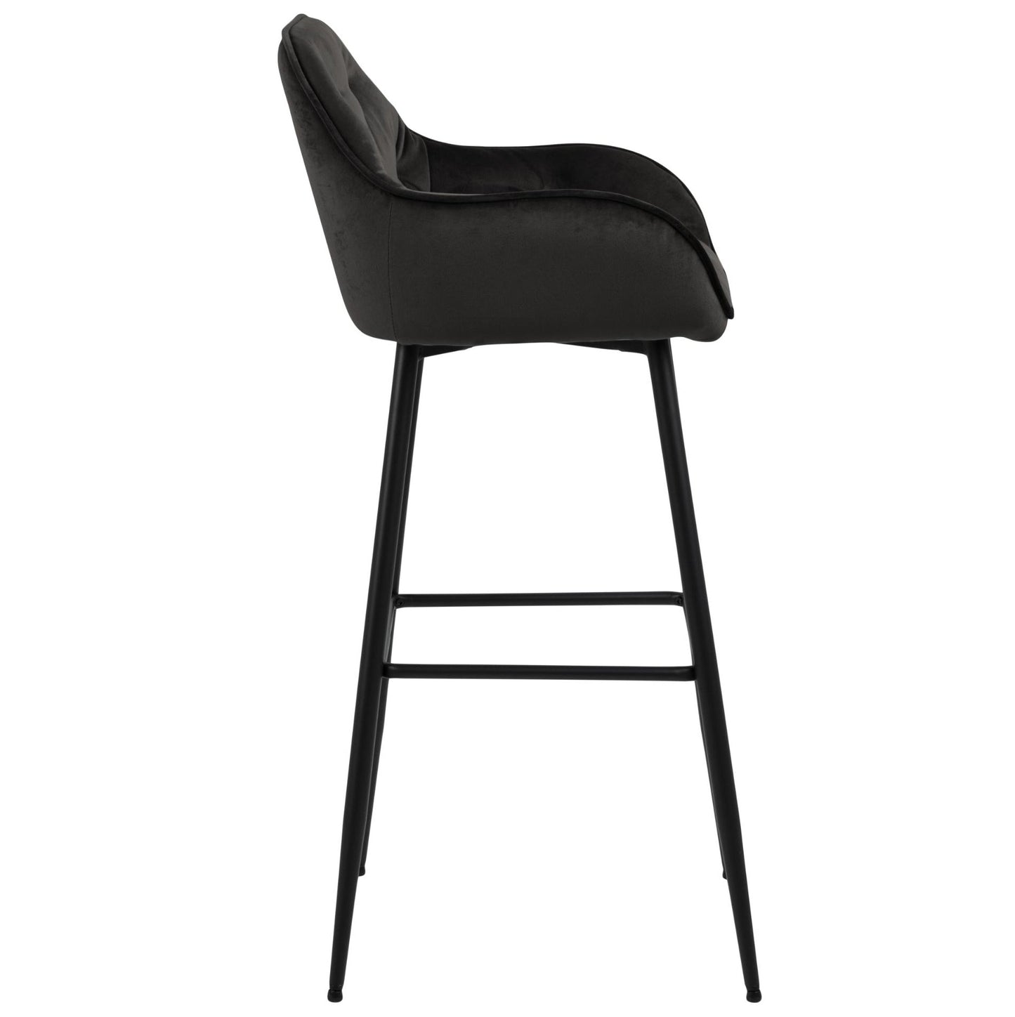 Mario - Tabouret de bar avec dossier en velours noir 65 cm
