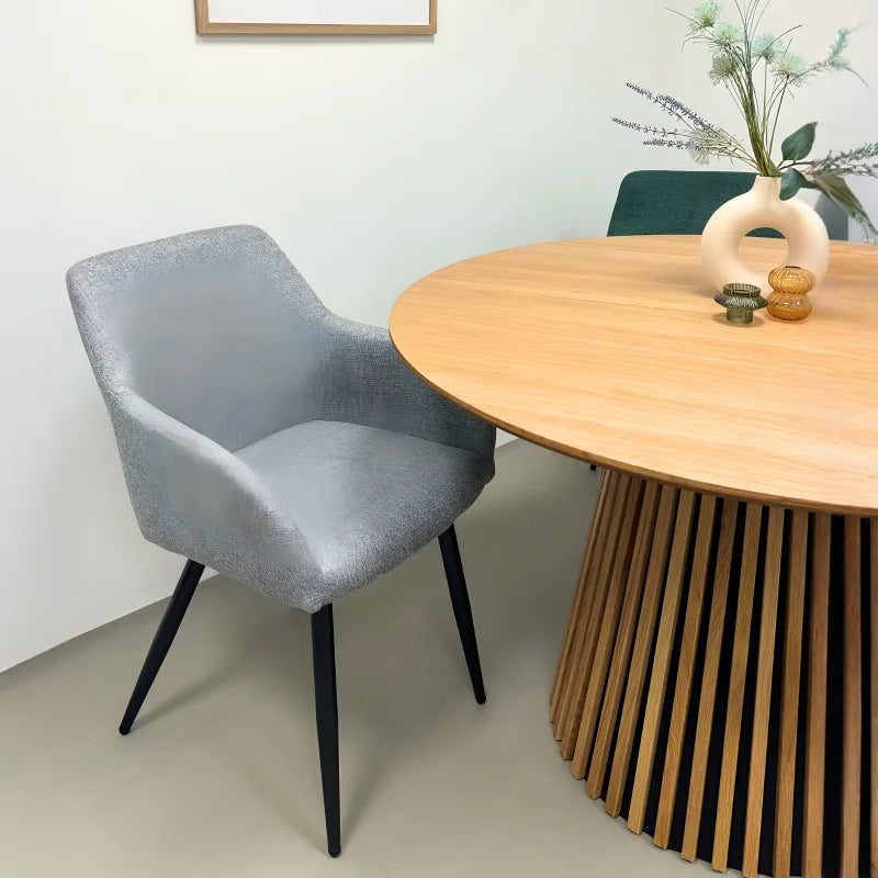 Jenna - Chaise de salle à manger en tissu gris avec pieds noirs