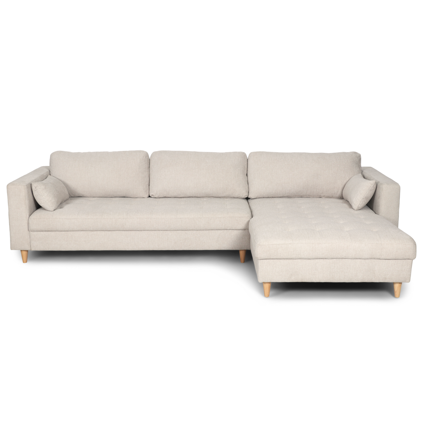 Canapé - Chaise longue réversible beige droite et gauche L:290 x P:96 x H:80 cm