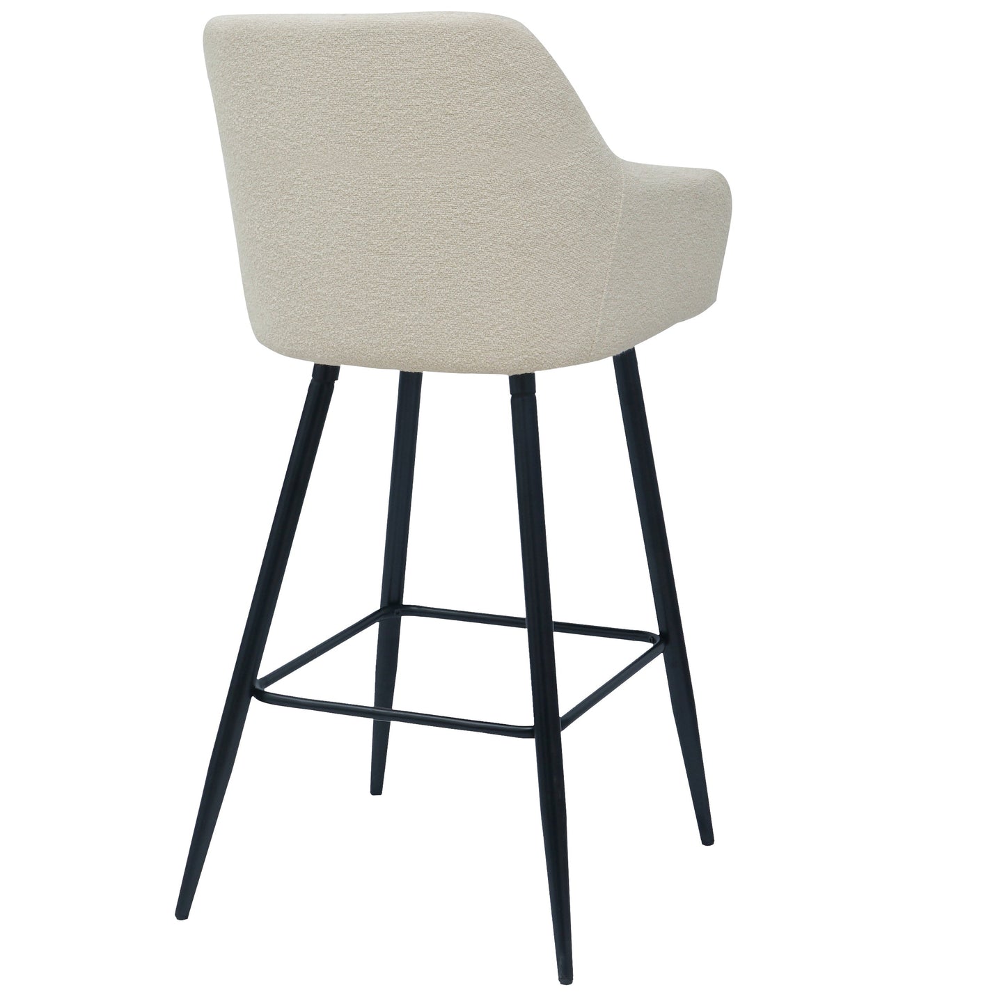 Carlo - Tabouret en bouclé blanc avec accoudoirs 65 cm