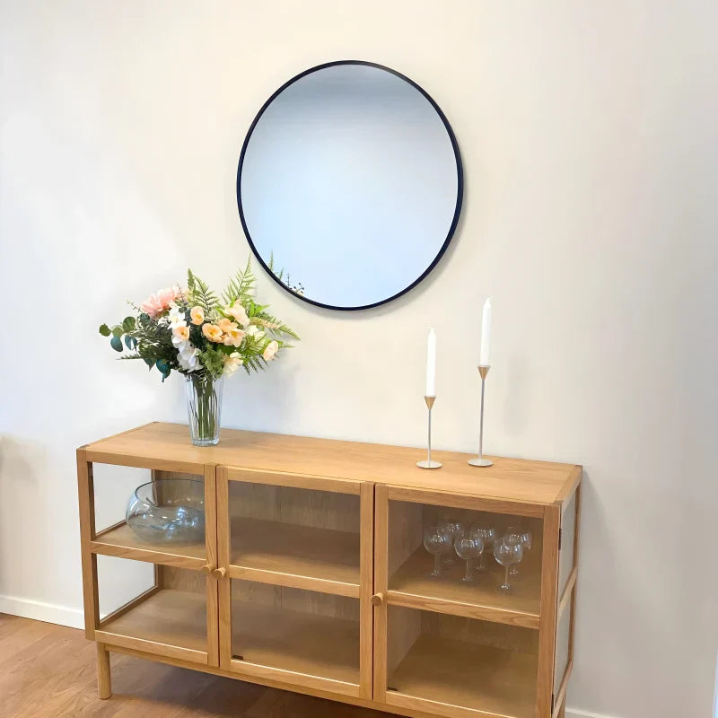 Miroir rond avec cadre noir Ø70 cm