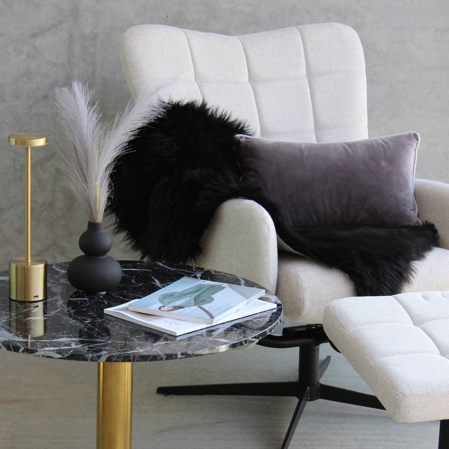 Alfred - Fauteuil inclinable avec repose-pieds - Beige
