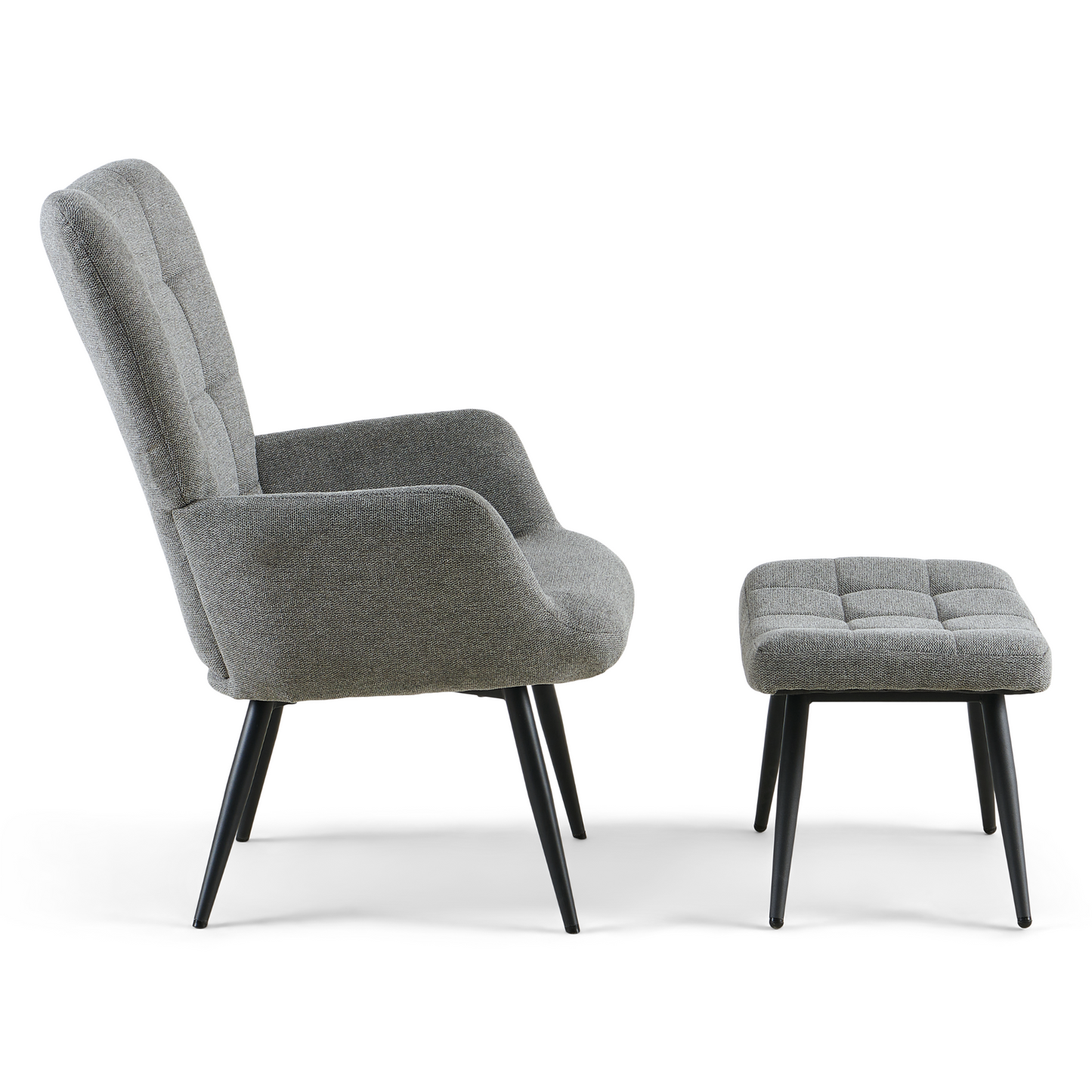 Allison Fauteuil avec repose-pieds - tissu gris