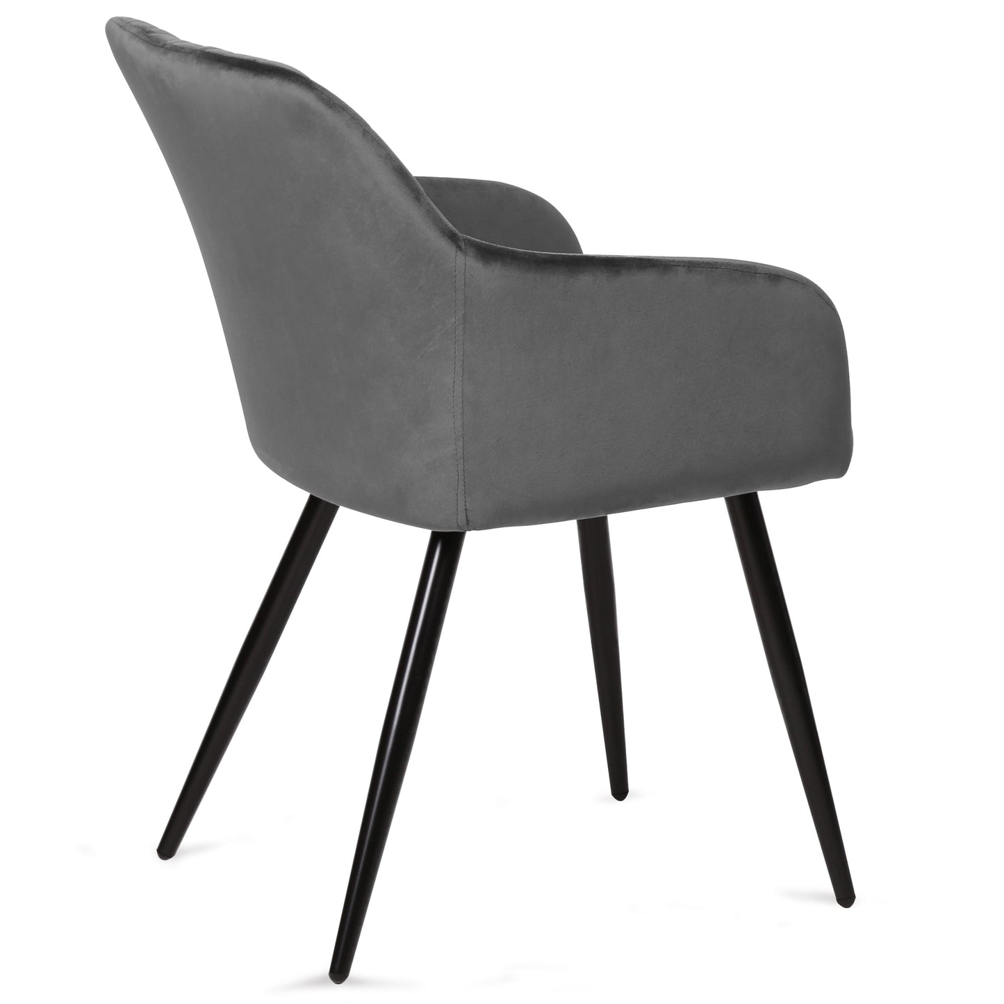 Carlo - Chaise de salle à manger en velours gris avec accoudoirs