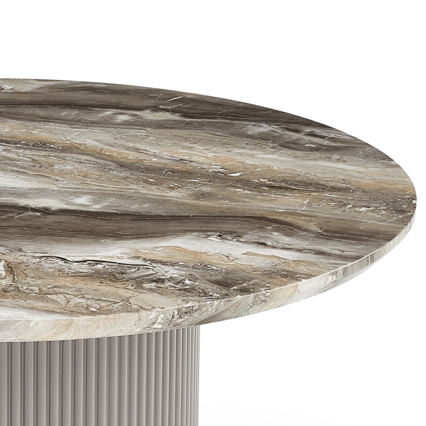 Carisma table basse ronde Ø80 beige effet marbre avec pied colonne