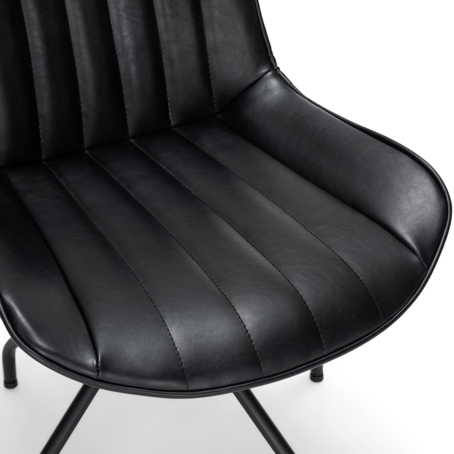 Lola - Chaise de salle à manger en cuir artificiel noir avec fonction pivotante à 360 degrés