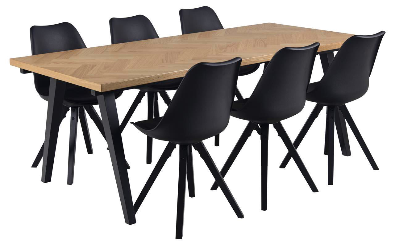 Madelina - Table 200/290 x 90 cm en contreplaqué de chêne laqué