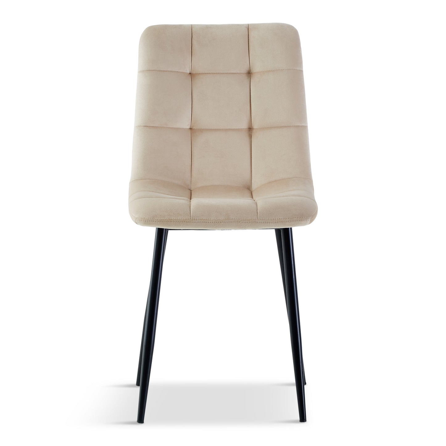 Jessi Chaise de salle à manger - velours beige avec pieds en métal noir