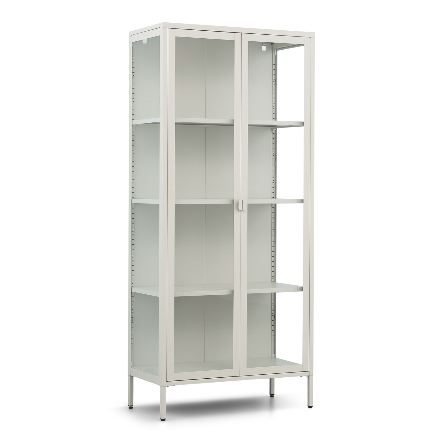 Herman - Vitrine en métal beige/verre 80 x 40 x 180 cm