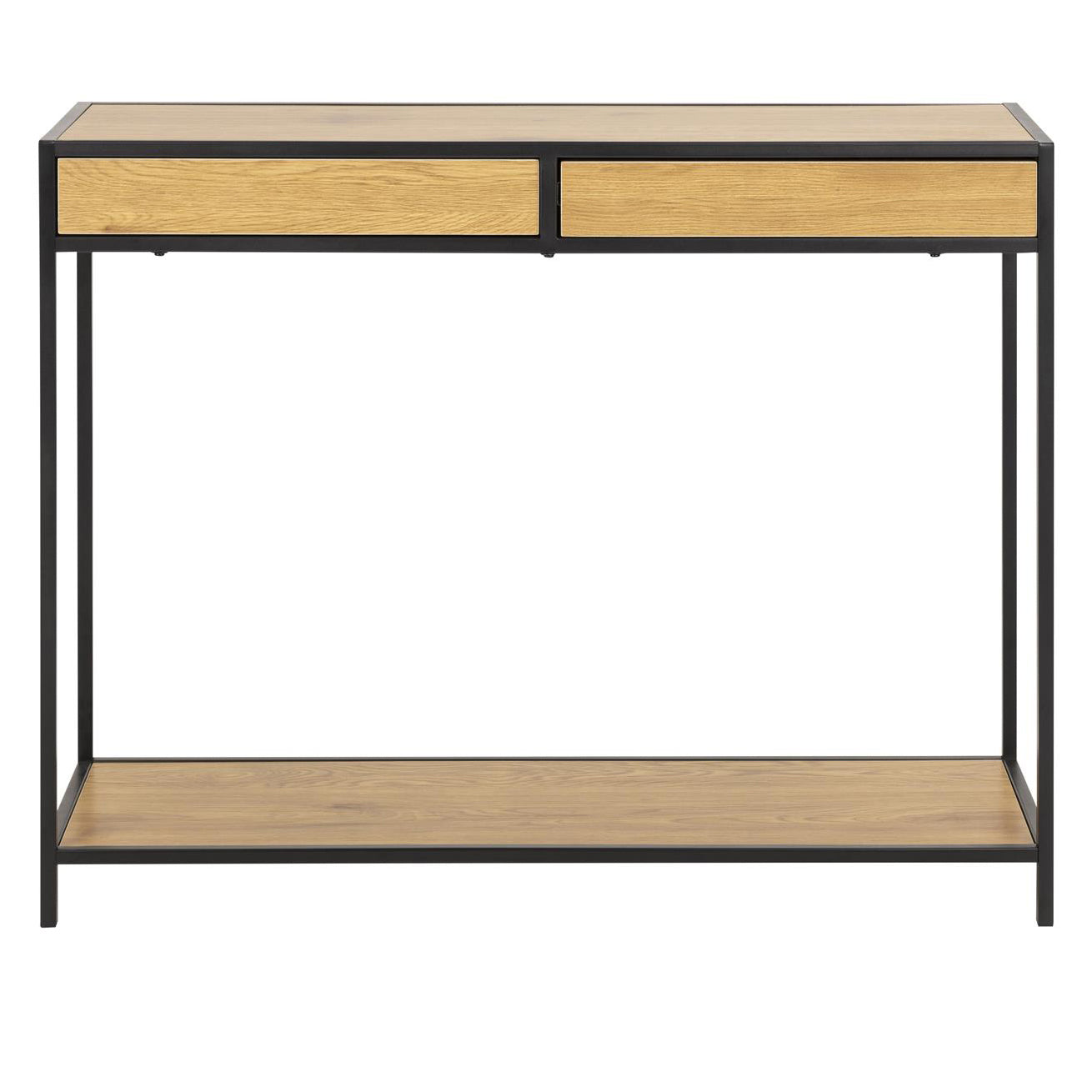 Seaford - Table console avec tiroirs en placage de chêne