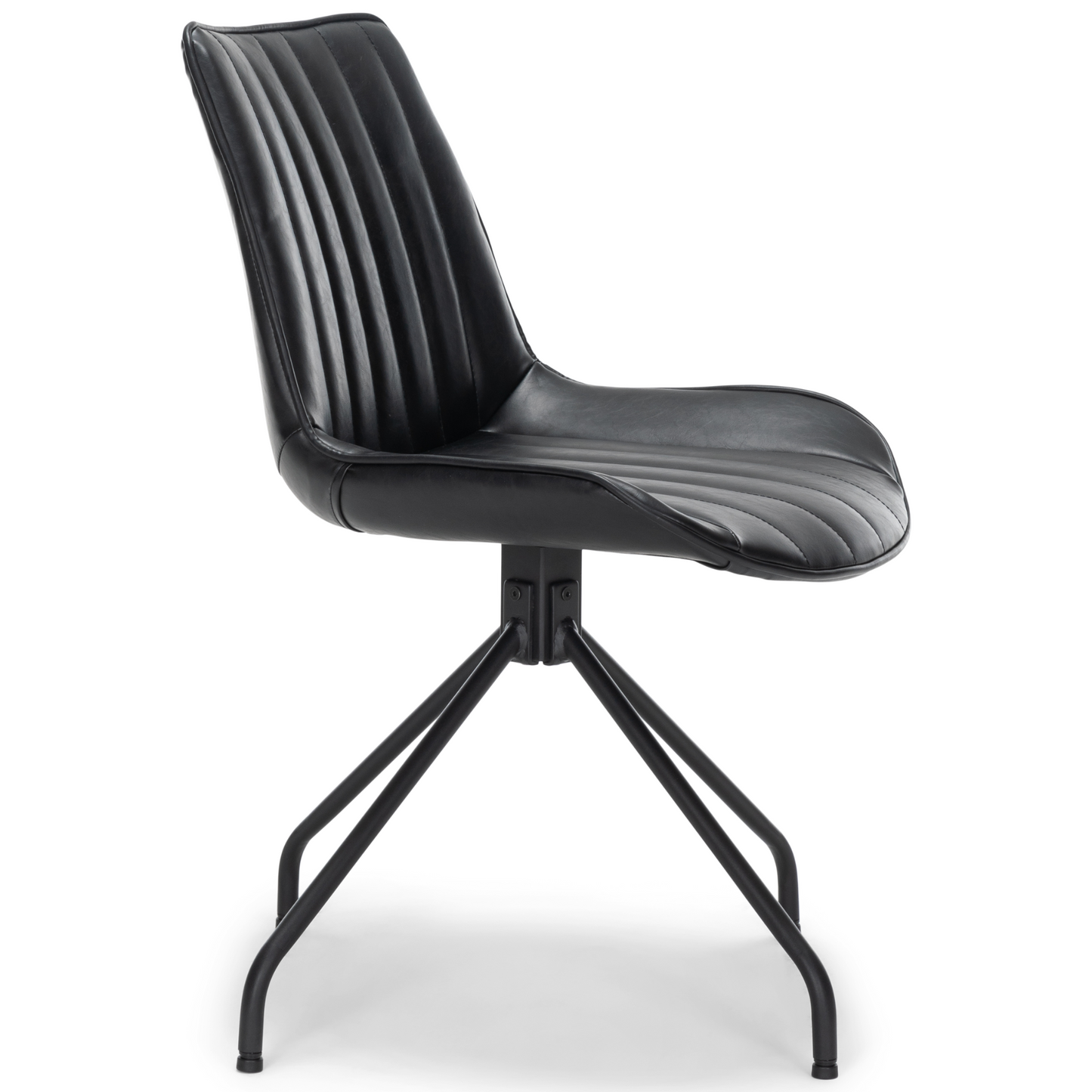 Lola - Chaise de salle à manger en cuir artificiel noir avec fonction pivotante à 360 degrés
