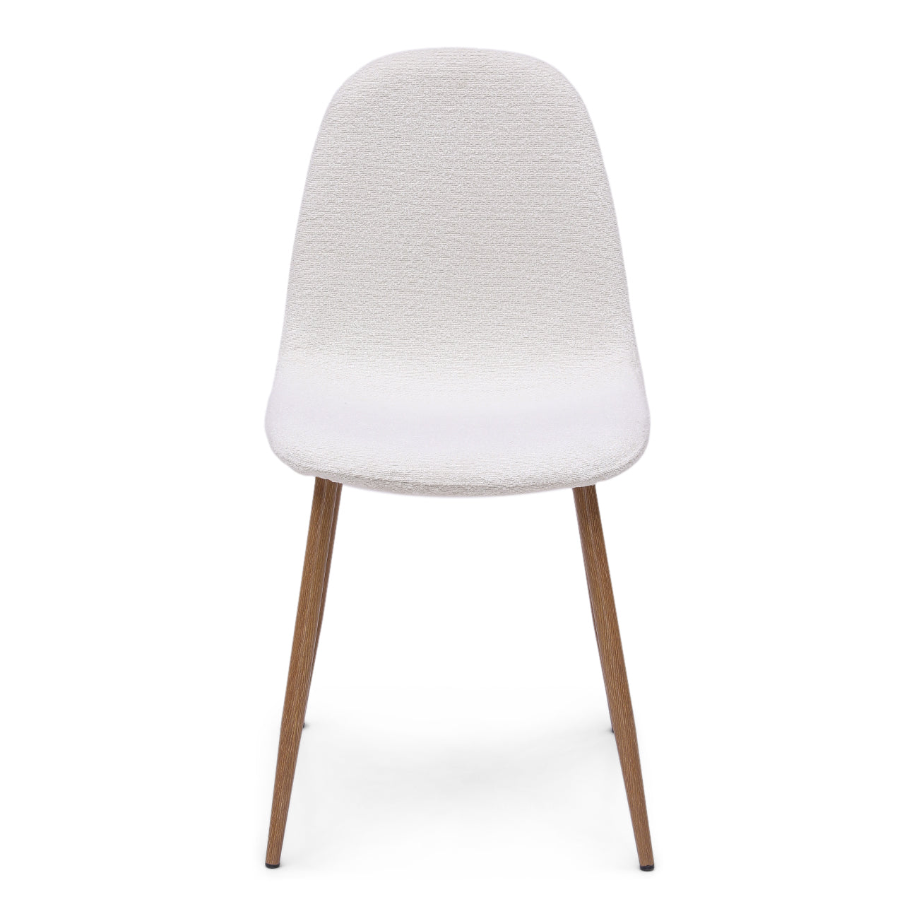 Mela - Chaise de salle à manger en bouclé blanc avec aspect chêne